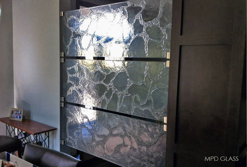 3 panel textured glass room divider